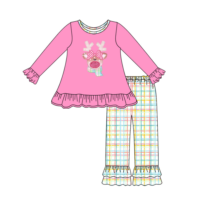 Christmas reindeer girls long sleeve matching clothes preorder