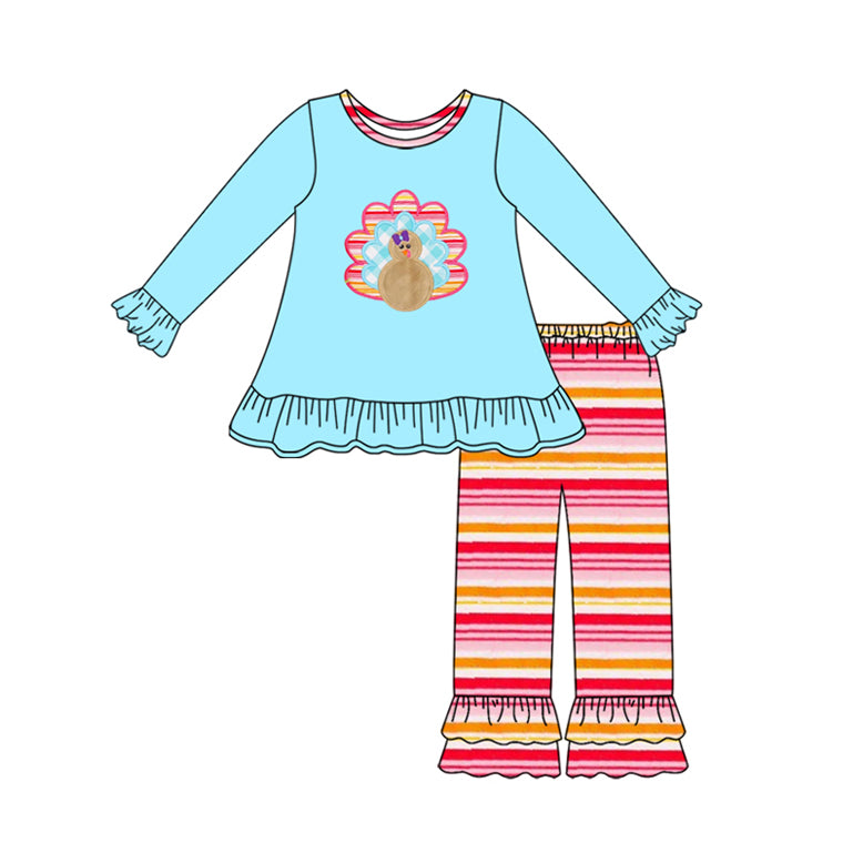 Thanksgiving turkey girls long sleeve matching outfit preorder