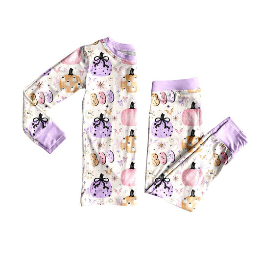 Halloween boo pumpkins girls long sleeve matching outfit preorder