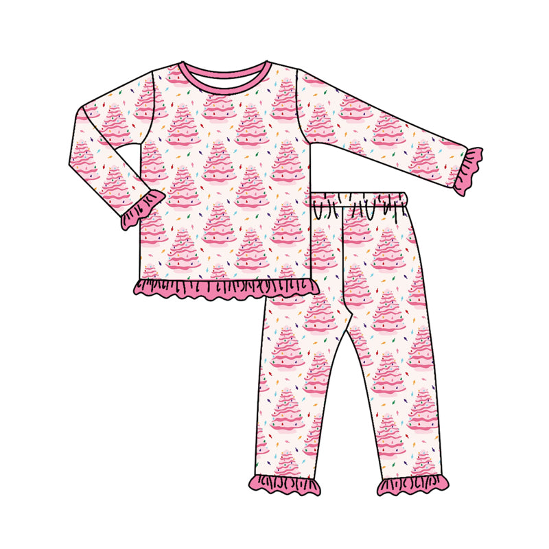 Christmas pink pumpkins design girls long sleeve matching outfit preorder