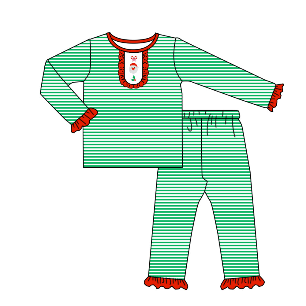 Christmas santa holly berry design kids long sleeve matching outfit preorder