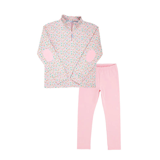 Floral shirt pink leggings kids girls long sleeve matching outfit preorder