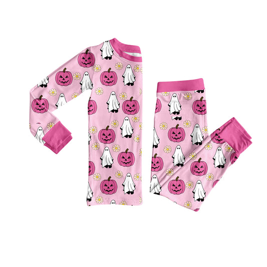 Halloween pumpkin ghost kids girls long sleeve matching pajama set preorder