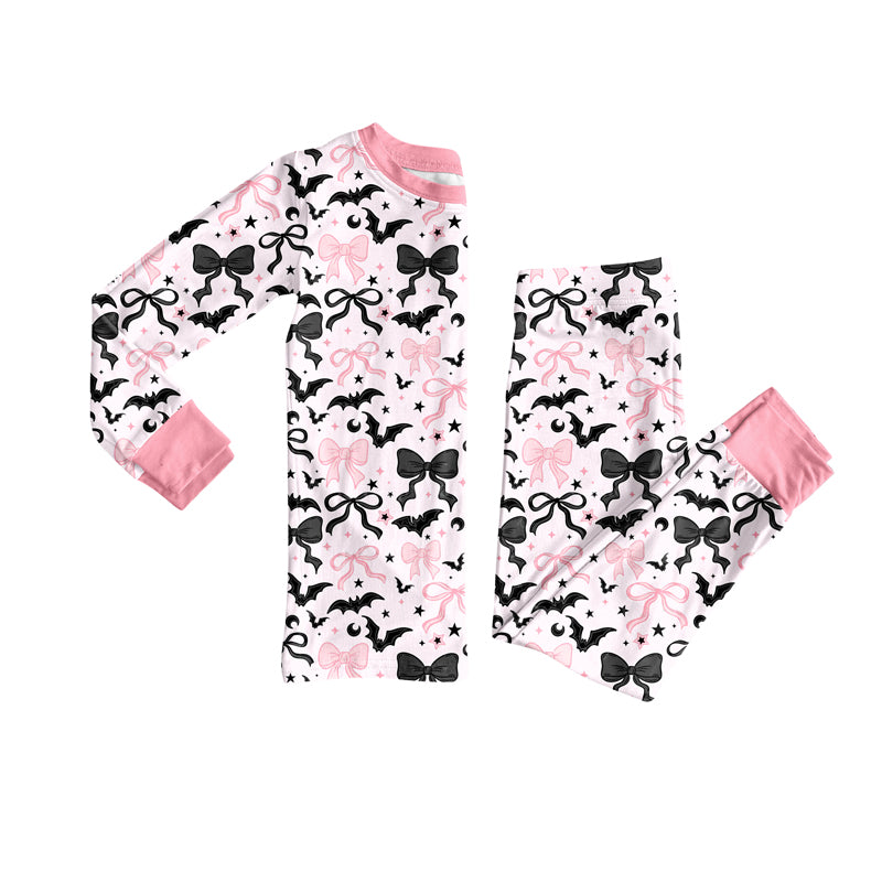 Toddle boy Halloween pink black bow design matching outfit set preorder