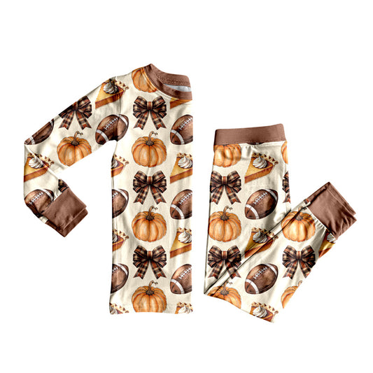 Football pumpkin design kids long sleeve matching outfit preorder