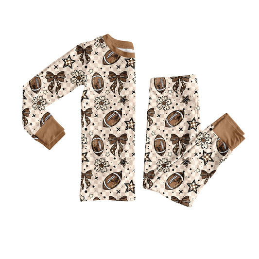 Football design kids girls long sleeve matching pajama set preorder