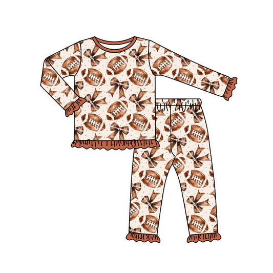 Football bow design kids girls matching outfit preorder