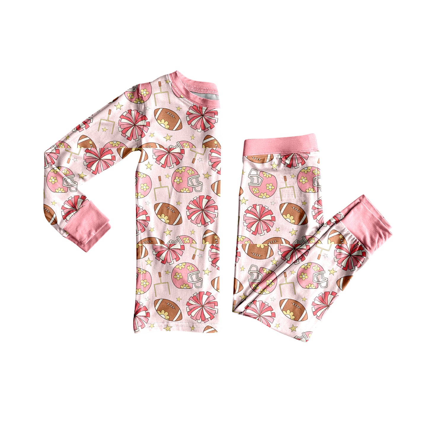 Cheer football design kids girls matching pajama set preorder