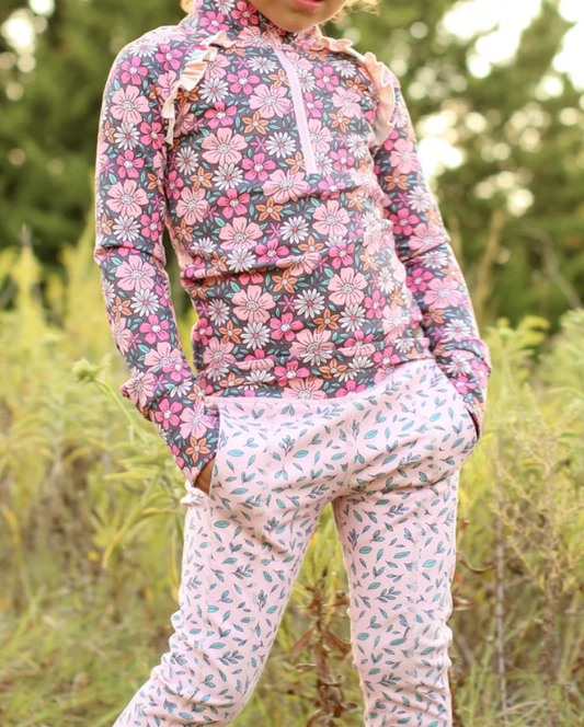 Floral pullover matching leggings kids matching yoga outfit preorder