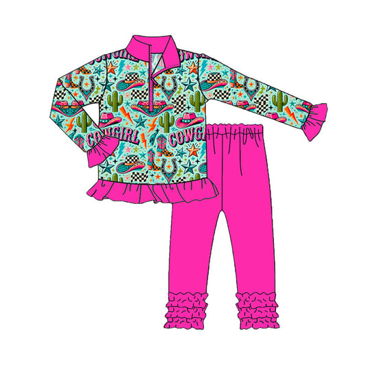 Cowgirl western pullover matching pants kids matching outfit preorder