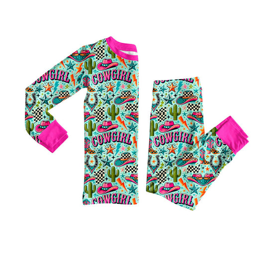 Cowgirl western design kids girls matching pajama set preorder