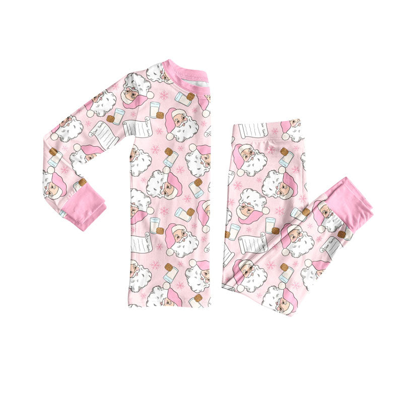 Christmas santa claus girls long sleeve pajama set outfit preorder