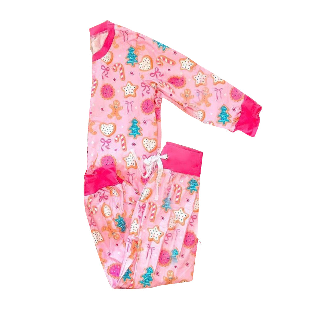 Christmas gingerbread girls long sleeve pajama set outfit preorder