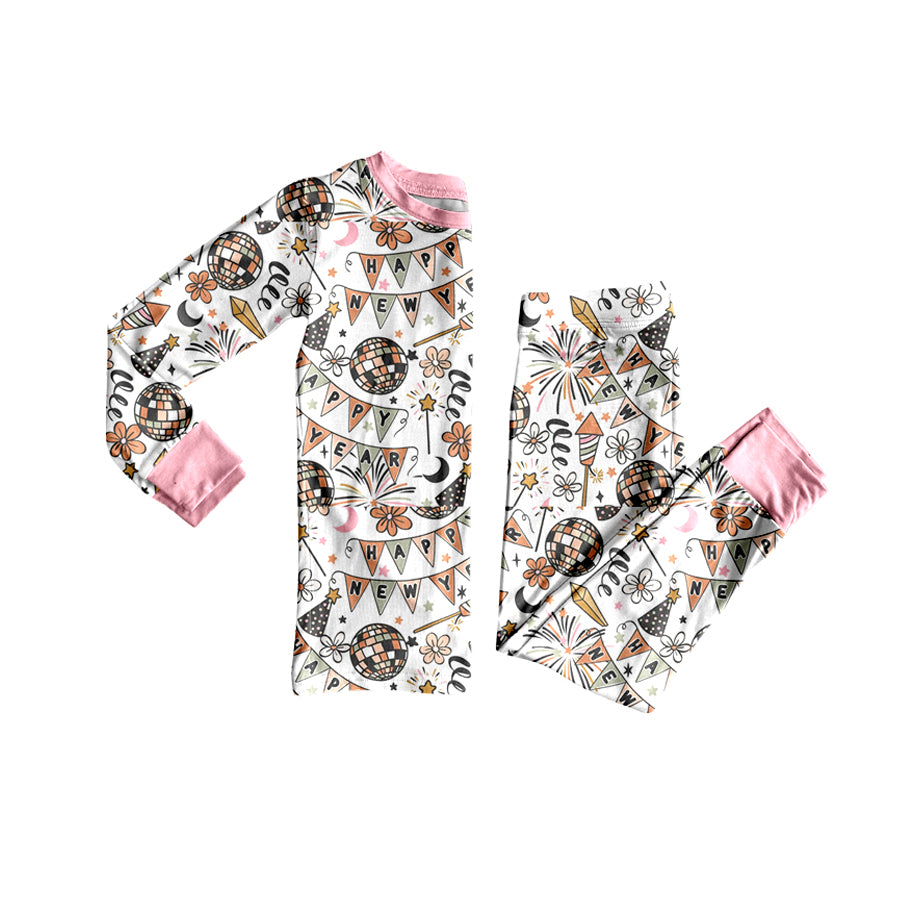 Happy New Year girls long sleeve pajama set outfit preorder