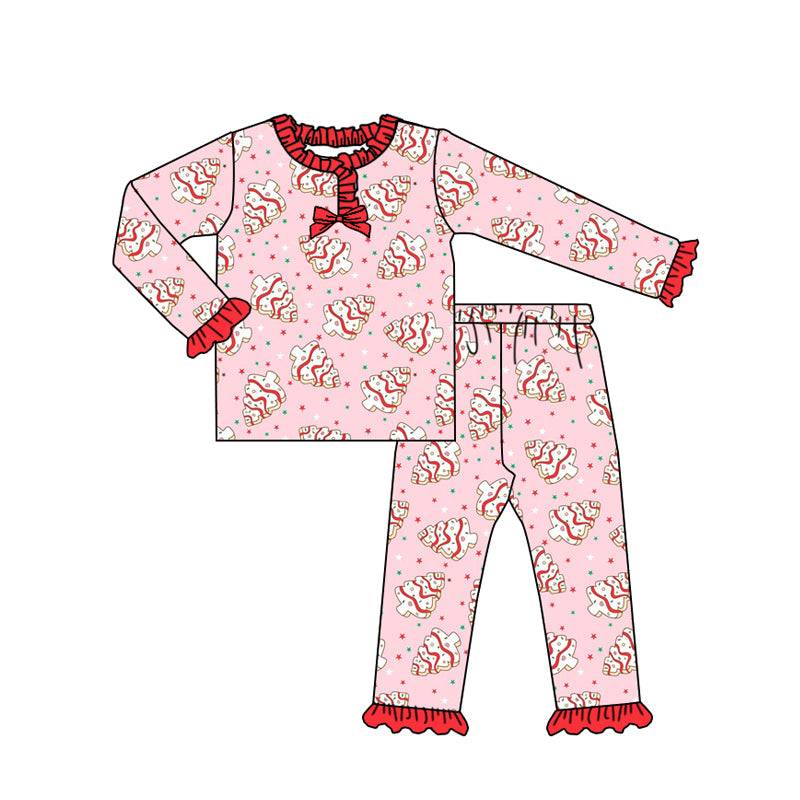 Christmas tree cake girls long sleeve pajama set outfit preorder