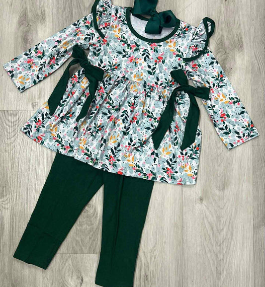 Floral shirt matching pants design girls spring fall outfit preorder