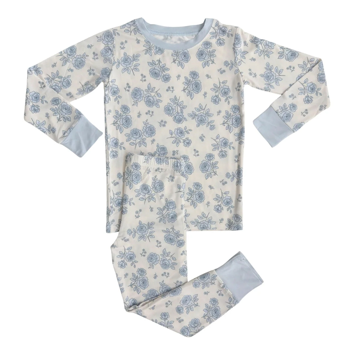 Blue floral design girls long sleeve outfit preorder