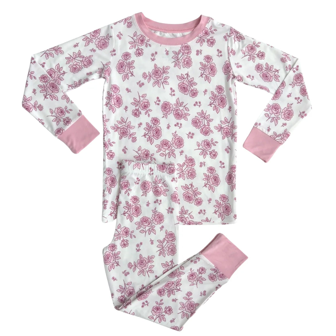 Pink floral design girls long sleeve outfit preorder