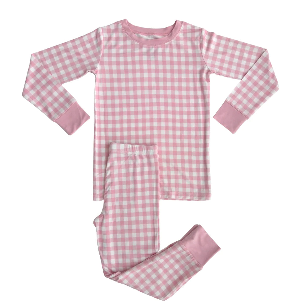 Pink plaid design girls long sleeve outfit preorder