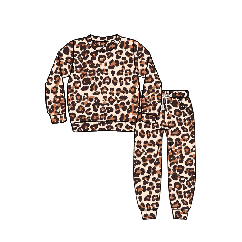 Leopard design girls long sleeve outfit preorder
