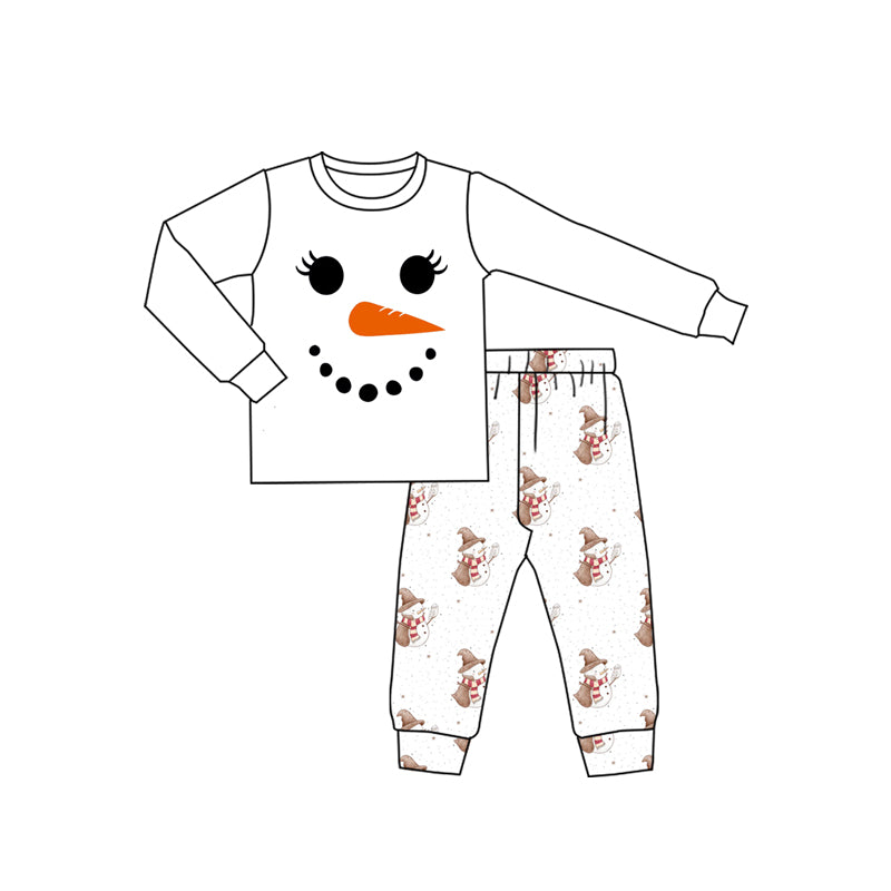 Christmas snowman girl long sleeve pajama set preorder