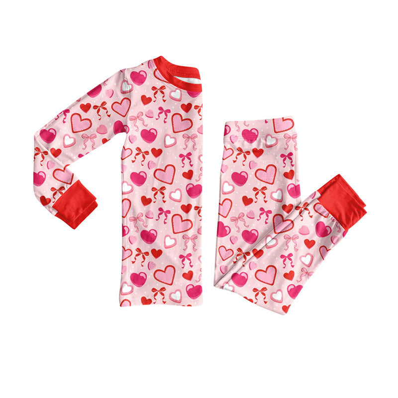 Valentines day heart kids long sleeve pajama set preorder