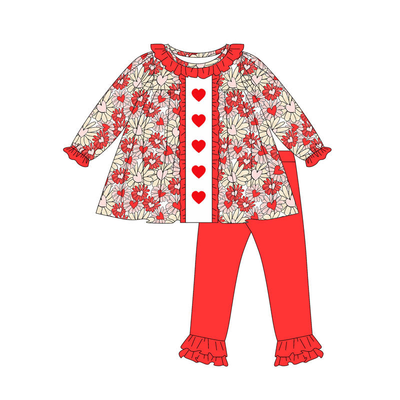 Valentines heart girls long sleeve spring fall outfit  preorder