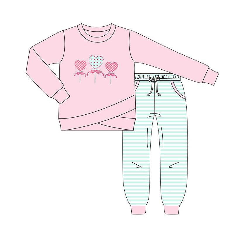 Valentines heart design kids long sleeve  outfit  preorder