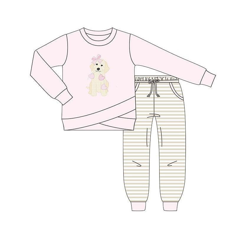 Valentines heart dog design kids long sleeve  outfit  preorder