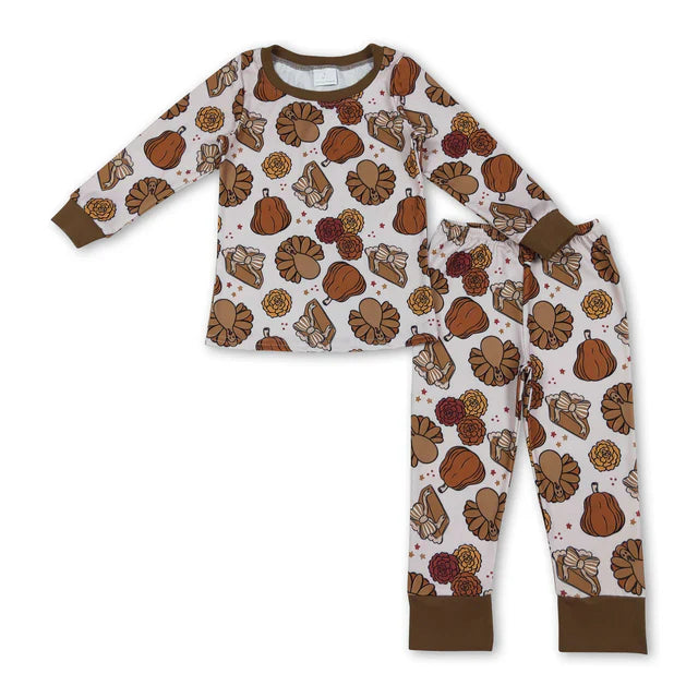 Thanksgiving turkey shirt matching pants pajama set