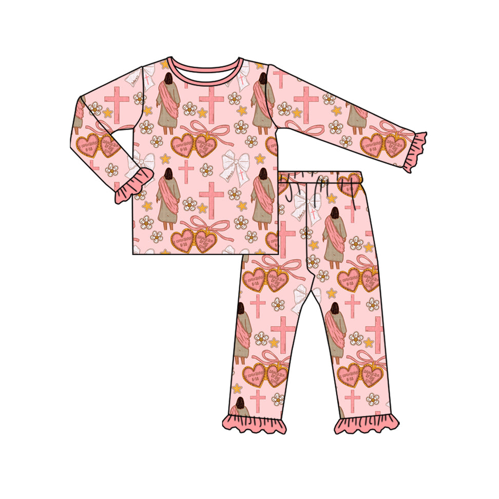 Easter cross long sleeve top matching pants girls pajama set preorder