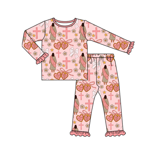 Easter cross long sleeve top matching pants girls pajama set preorder