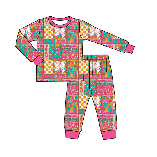 Easter cross floral long sleeve top matching pants girls pajama set preorder