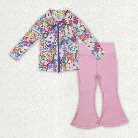 children baby girls floral top matching pink pants active wear athletic sports clothes