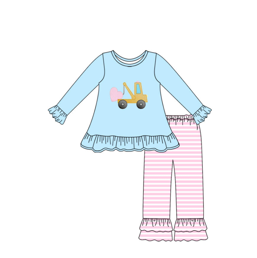 Valentines heart girls long sleeve outfit preorder
