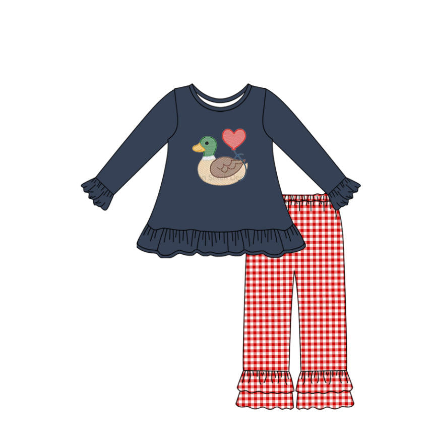 Valentines day mallard duck girls long sleeve dress preorder