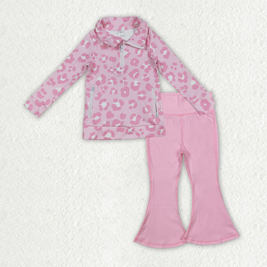 children baby girls pink leopard top matching pants active wear athletic sports clothes