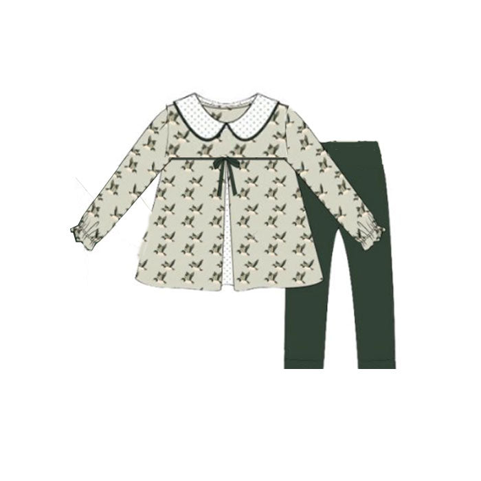 Mallard duck shirt matching pants baby girls long sleeve outfit preorder