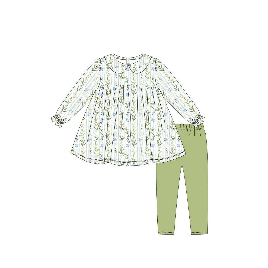 Floral design girls spring fall outfit preorder