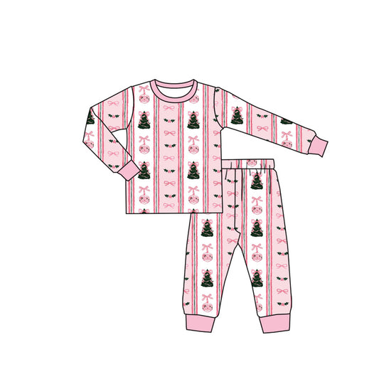 Girls long sleeve Christmas tree pajama set preorder