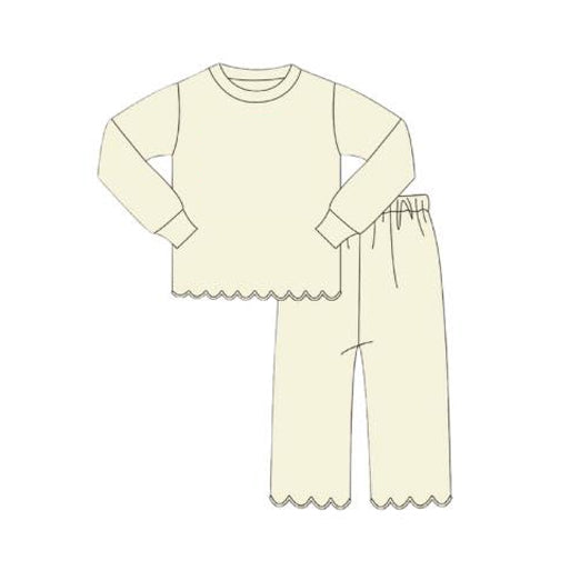 Girls long sleeve cream design matching outfit preorder