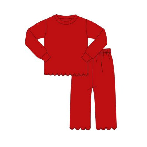 Girls long sleeve red color matching outfit preorder