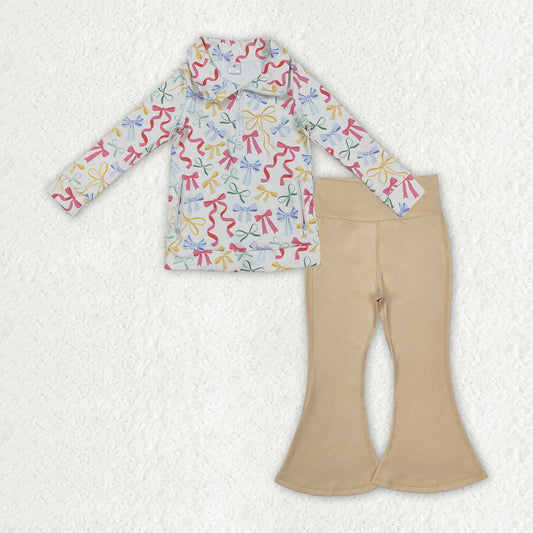 baby girls colorful bow top khaki pants yoga active wear athletic sports clothes