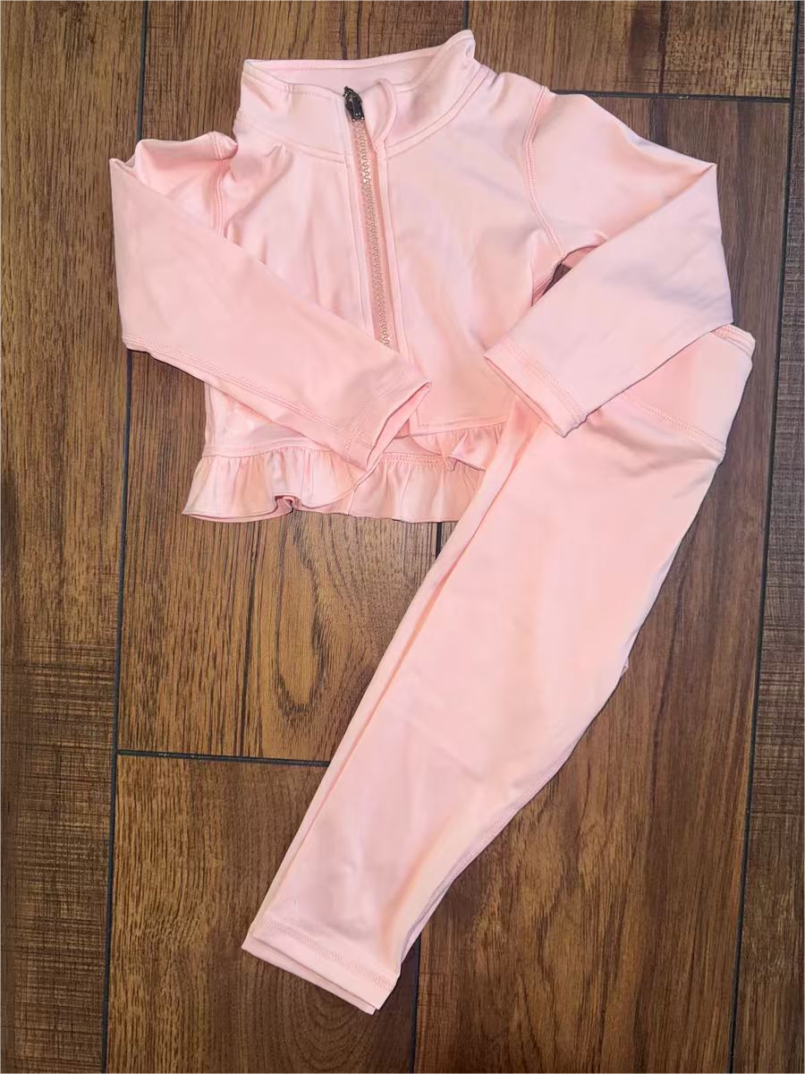 Pink yoga top matching pants girls outfit preorder