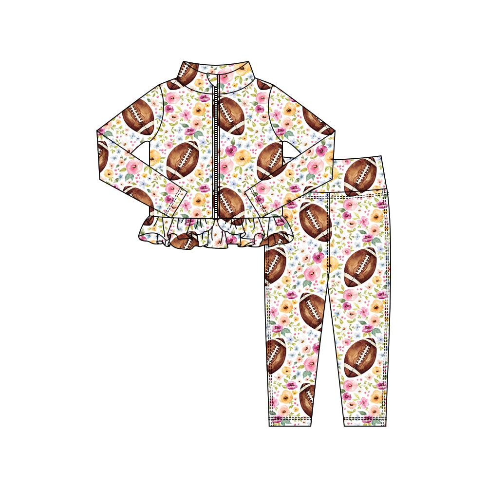 Football floral yoga pullover top matching pants girls outfit preorder
