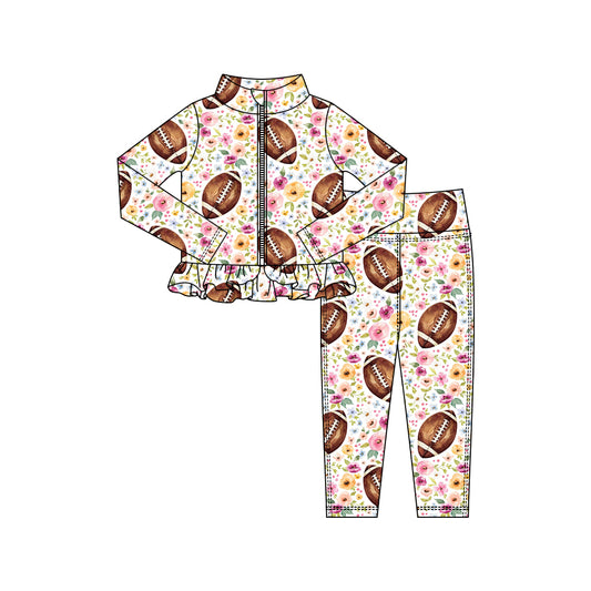Football floral yoga pullover top matching pants girls outfit preorder