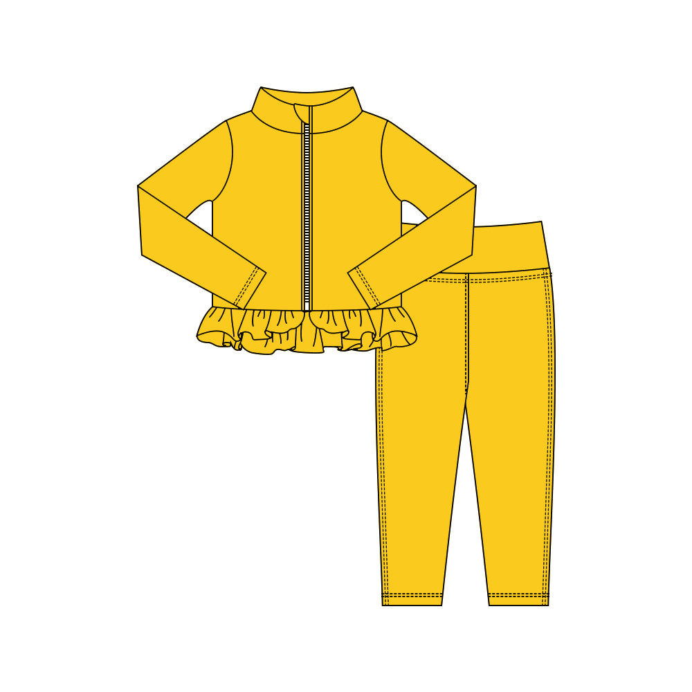 Yellow yoga pullover top matching pants girls outfit preorder