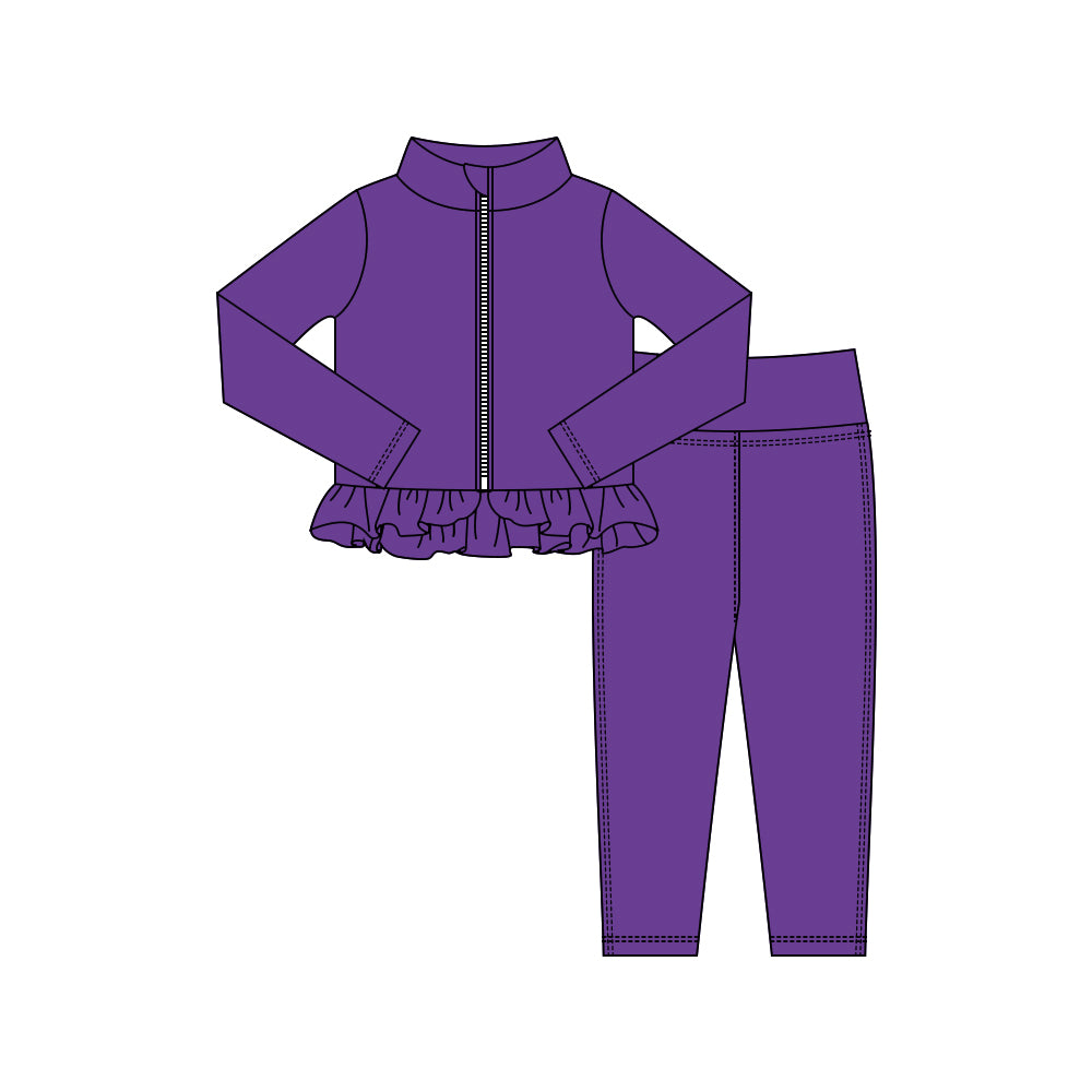 Purple yoga pullover top matching pants girls outfit preorder