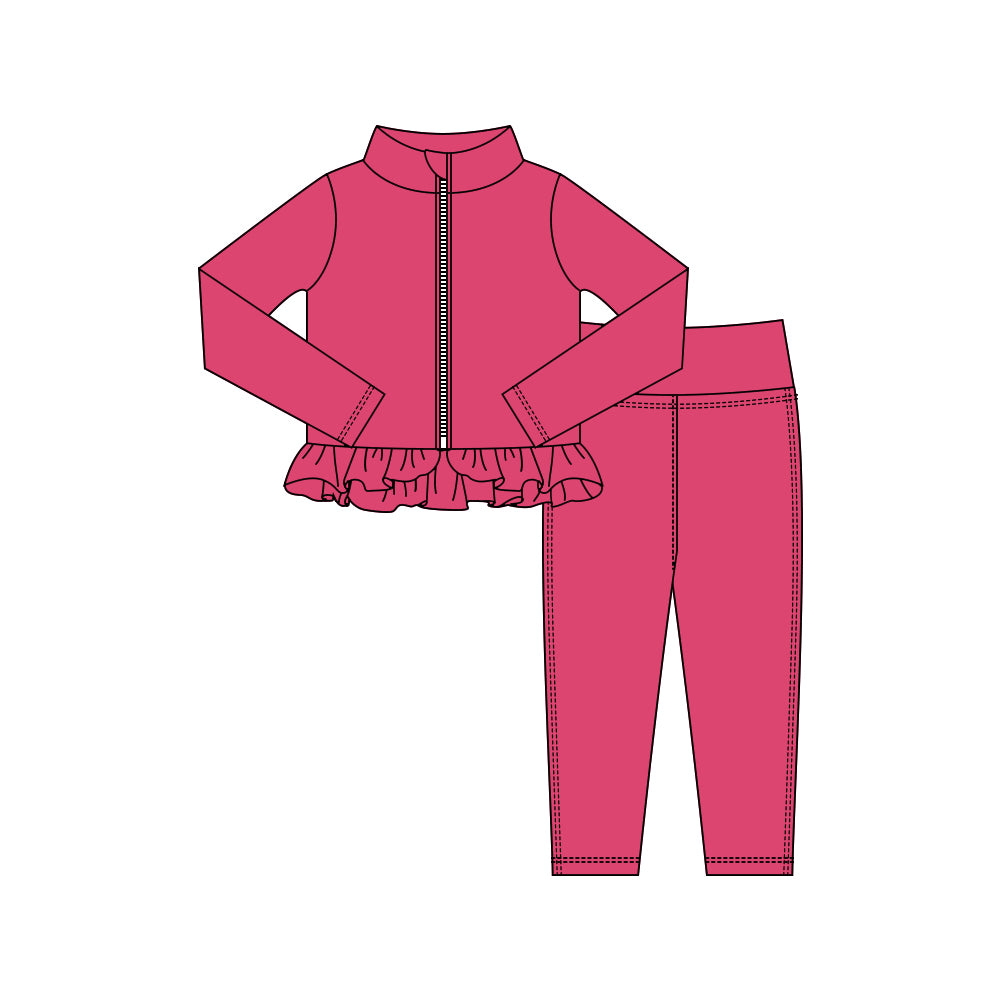 Hot pink yoga pullover top matching pants girls outfit preorder