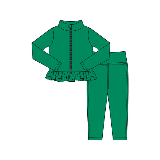 Green yoga pullover top matching pants girls outfit preorder